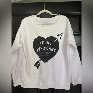 Karssen young Americans white black heart cotton sweatshirt L